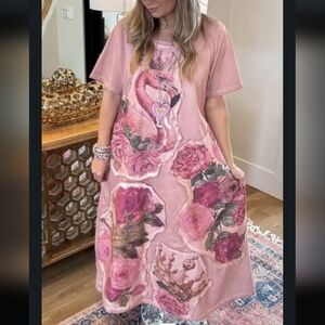 RB A Rare Bird Pink Flamingo Dress